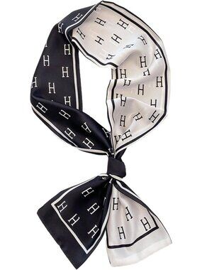 Women's Black White Stylish Silky Satin Headscarf Wrap Lightweight Scarves Scarf